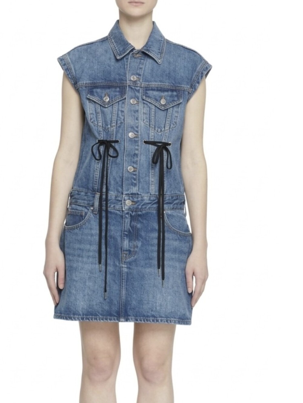 Proenza Schouler PSWL Denim Drawstring Tie Dress Size S Made in USA